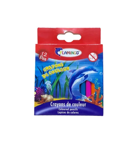Crayon de Couleur 12 Couleurs Flamingo 11 cm