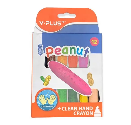CRAYONS DE 12 COULEURS A CIRE Y-PLUS PEANUT 11 CM