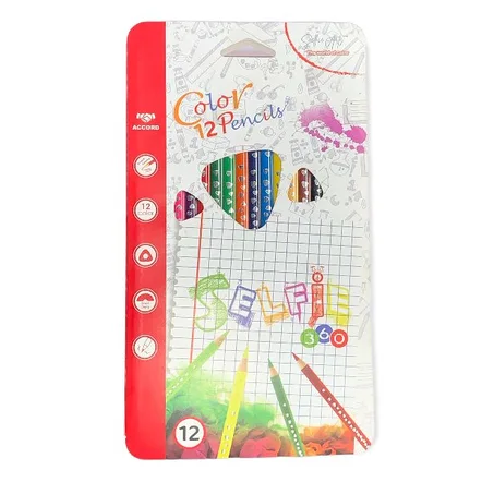CRAYONS DE 12 COULEURS ACCORD SELFIE 360’ 18 CM