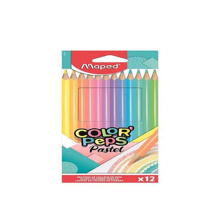 CRAYONS DE 12 COULEURS MAPED PASTEL 11 CM