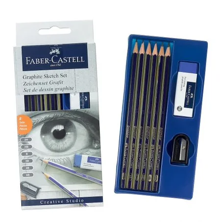Crayon Faber Castell de 6 Taile avec Gomme et Taille Crayon