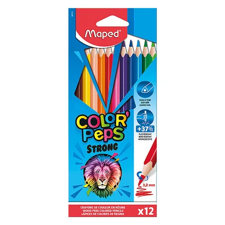CRAYONS DE 12 COULEURS MAPED STRONG 18 CM