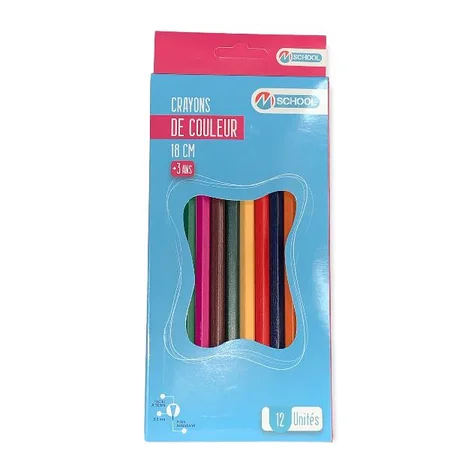 CRAYONS DE 12 COULEURS M.SCHOOL 18 CM