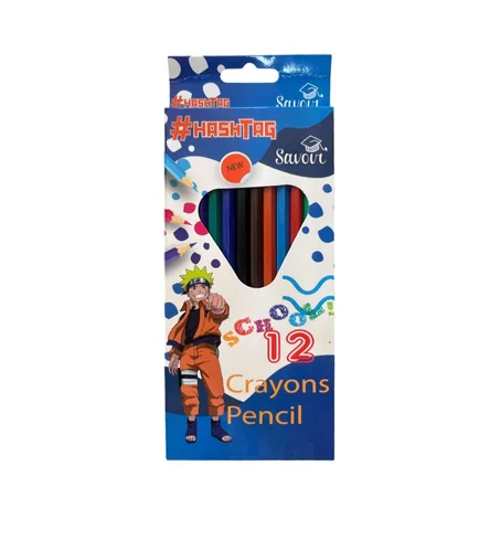 Crayon de Couleur 12 Couleurs SAVOIR HASHTAG 18 cm