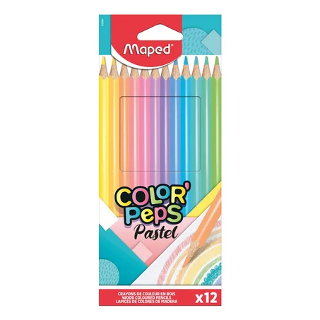 CRAYON DE 12 COULEURS MAPED PASTEL 18 CM
