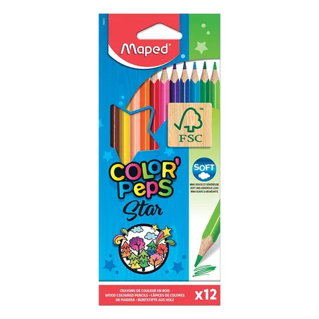 CRAYON DE 12 COULEURS MAPED STAR 18 CM