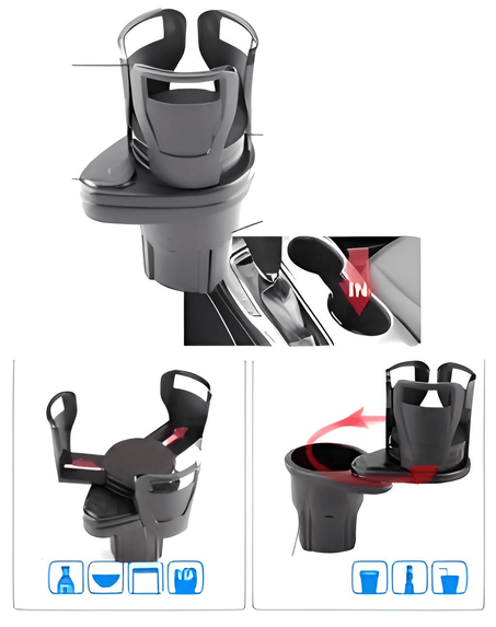 حامل أكواب السيارة متعدد الوظائف