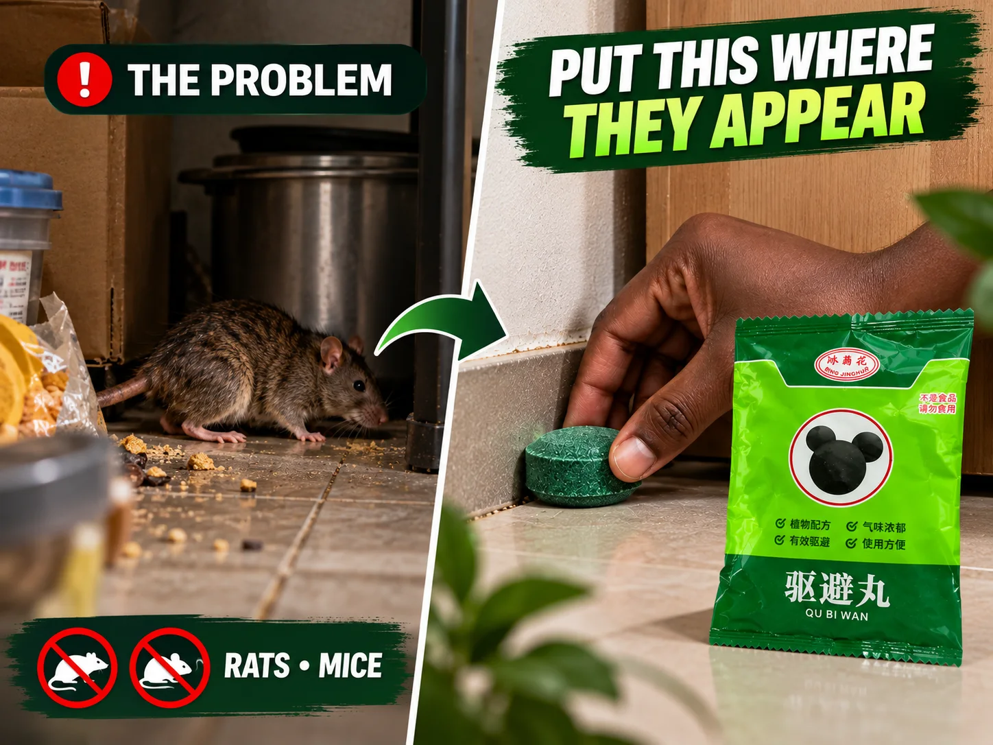 Rodent problem compared with targeted repellent placement