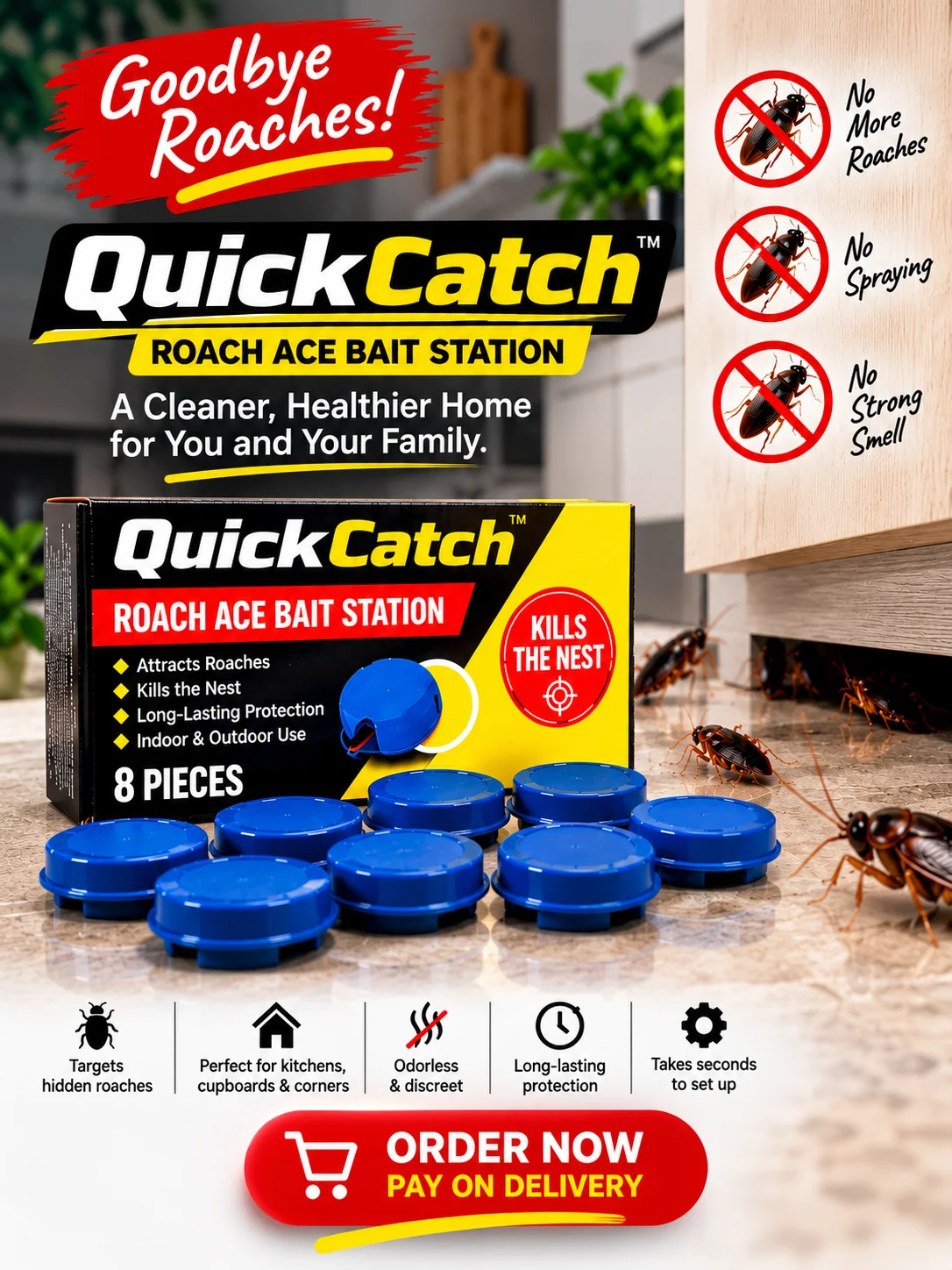 QuickCatch™ Roach Ace Bait Station- BUY 1 GET 1 FREE 🔥