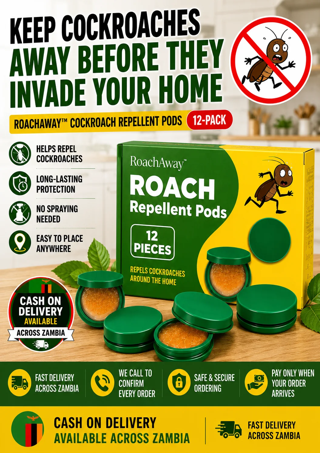 RoachAway™ Cockroach Repellent Pods (12-Pack)