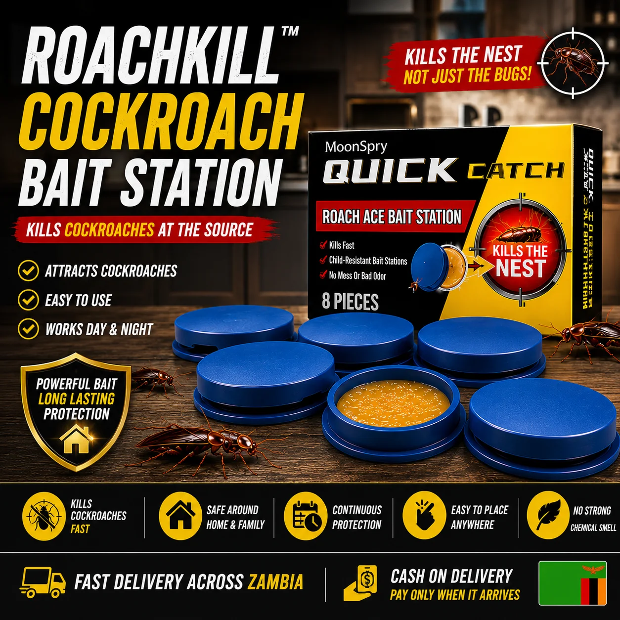 RoachKill™ Cockroach Bait Stations (8-Pack)