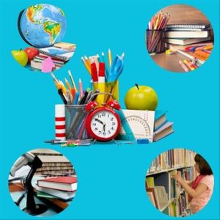 الكتب والأدوات المكتبية