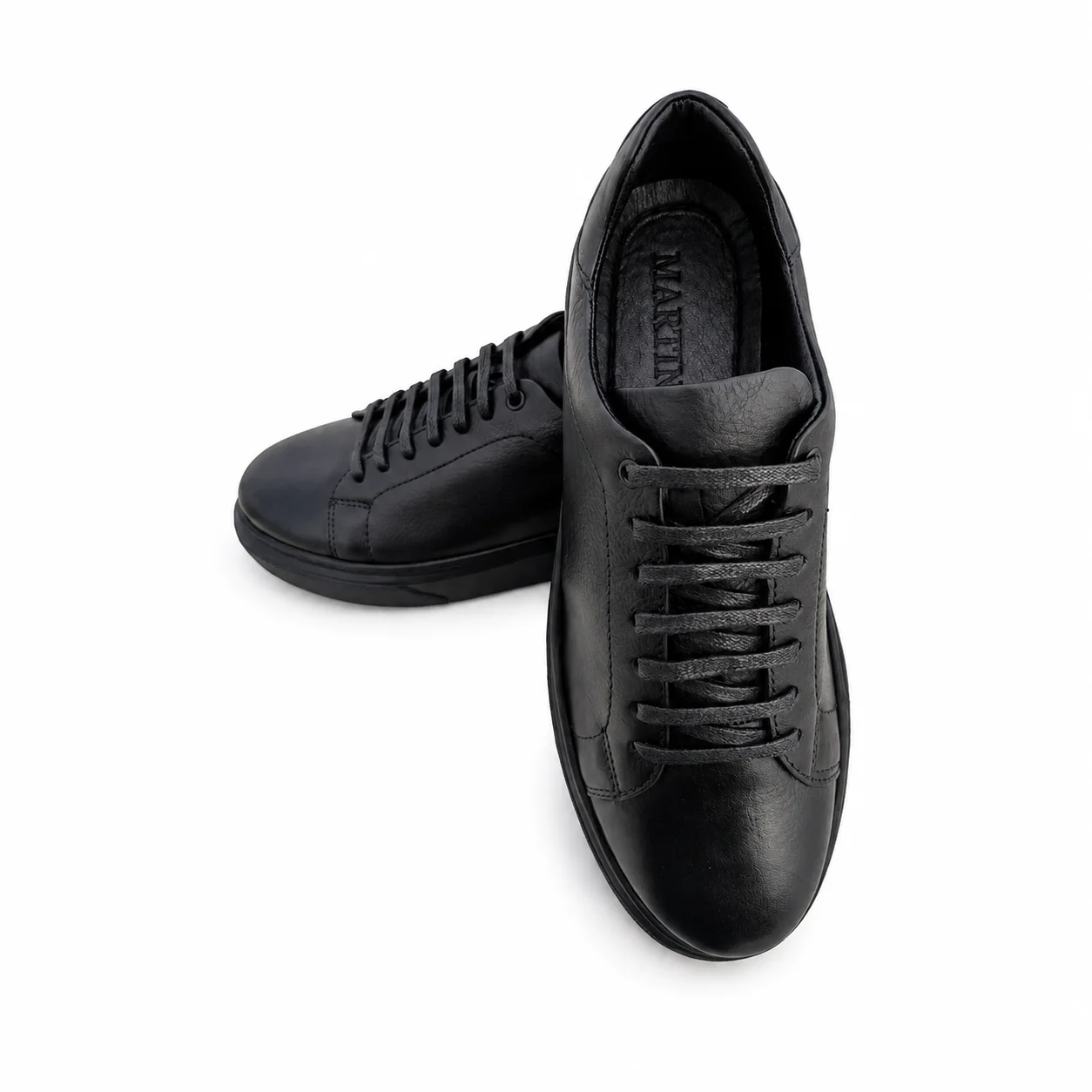 SNEAKERS EN CUIR PREMIUM - NOIR