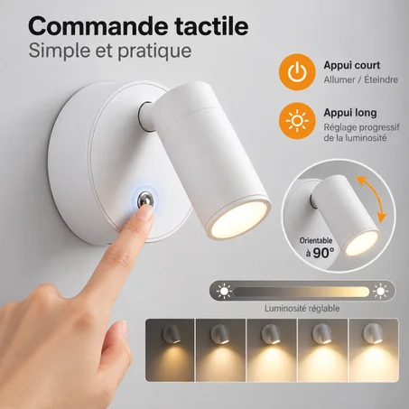 Lampe Murale LED Magnétique Rechargeable avec Détecteur de Mouvement