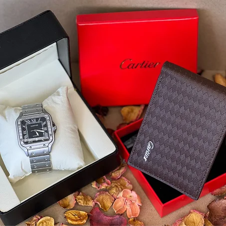 باك رجالي ساعة و محفظة Cartier