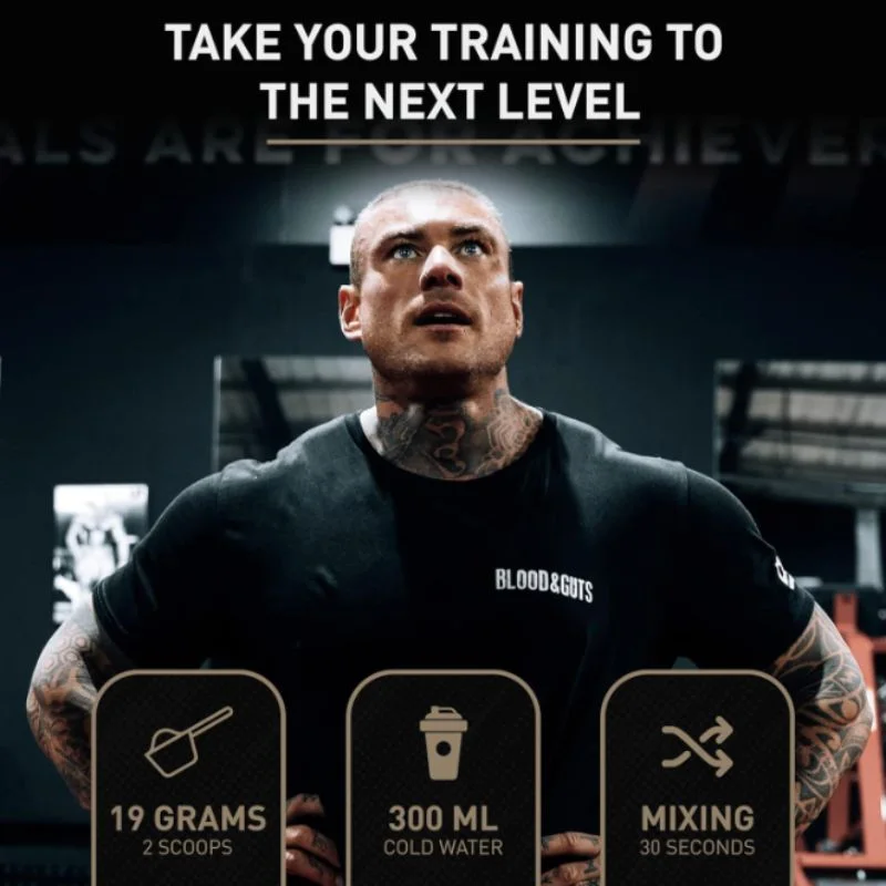 Dorian Yates Nutrition - Blood & Guts Pre Workout Booster avec Arginine + Citrulline (380 g Myrtille - Myrtille)