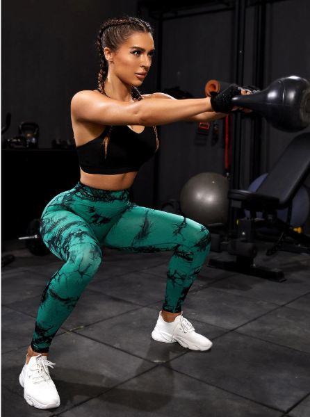 VERTE BOUTEILLE - Legging de sport sans couture taille haute tie dye