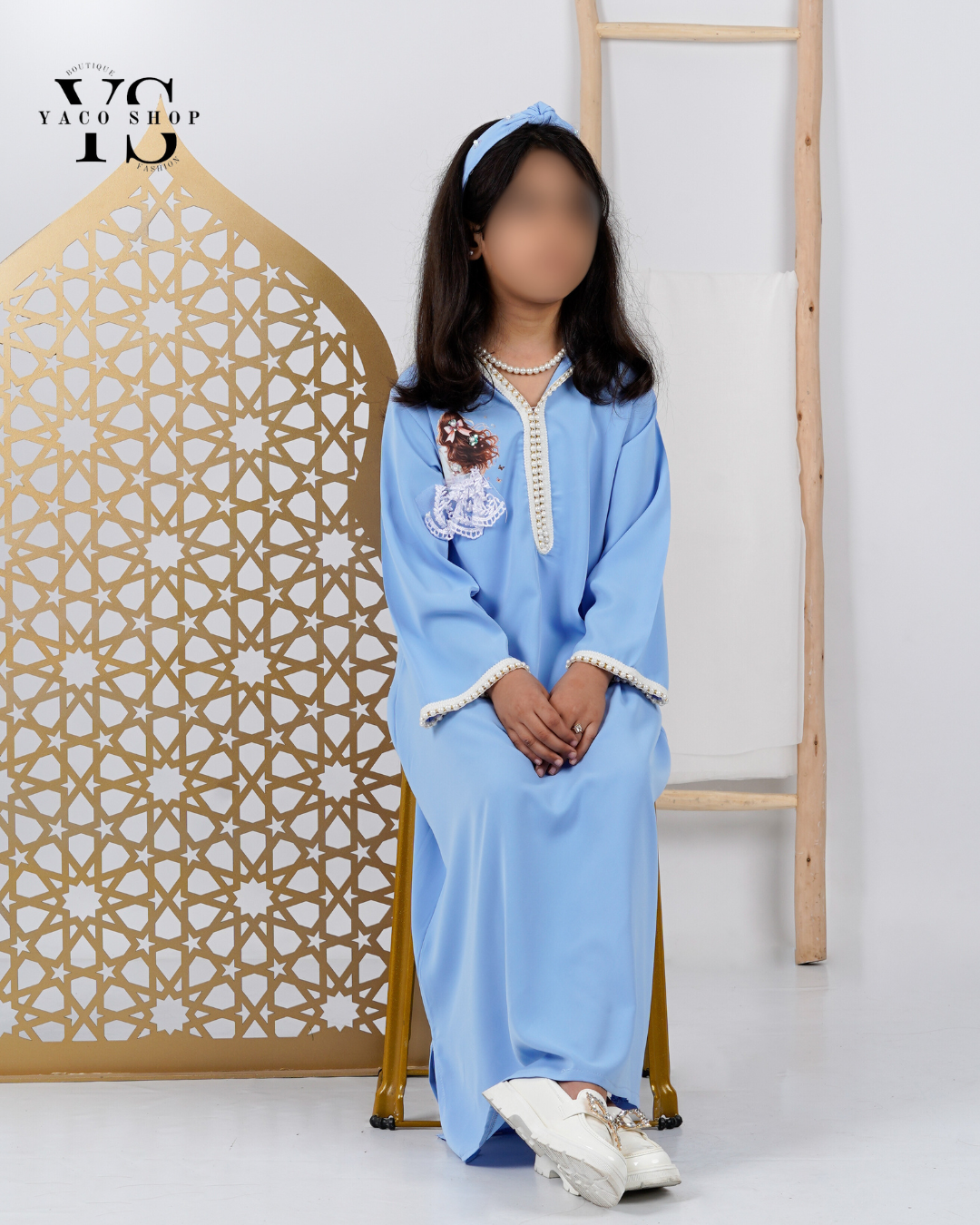 Jellaba ramadan bleu ciel + bandeau