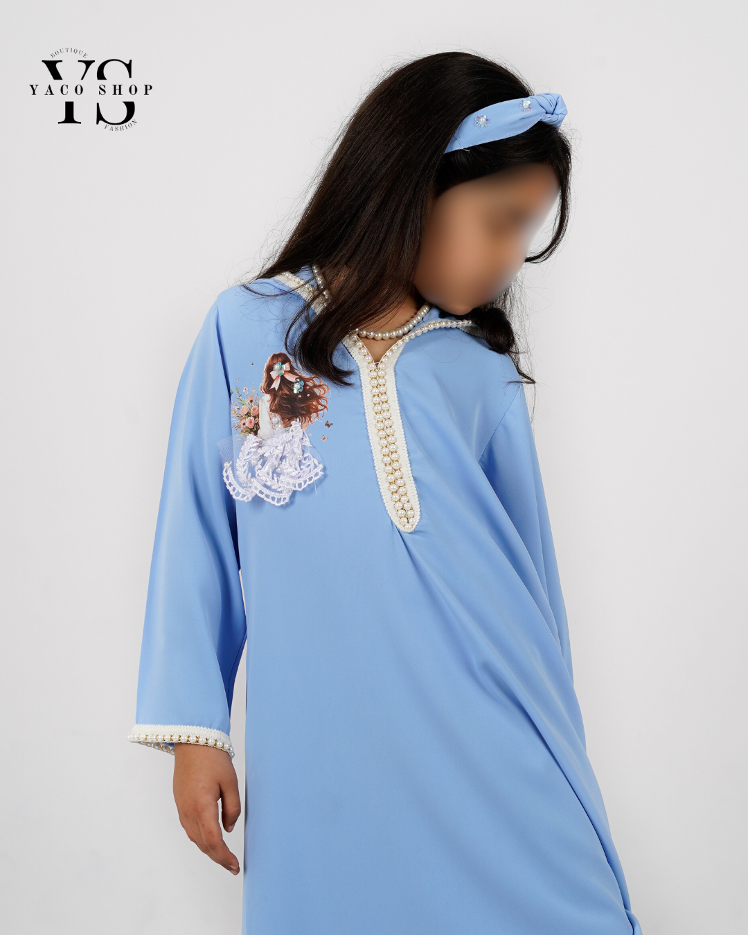 Jellaba ramadan bleu ciel + bandeau