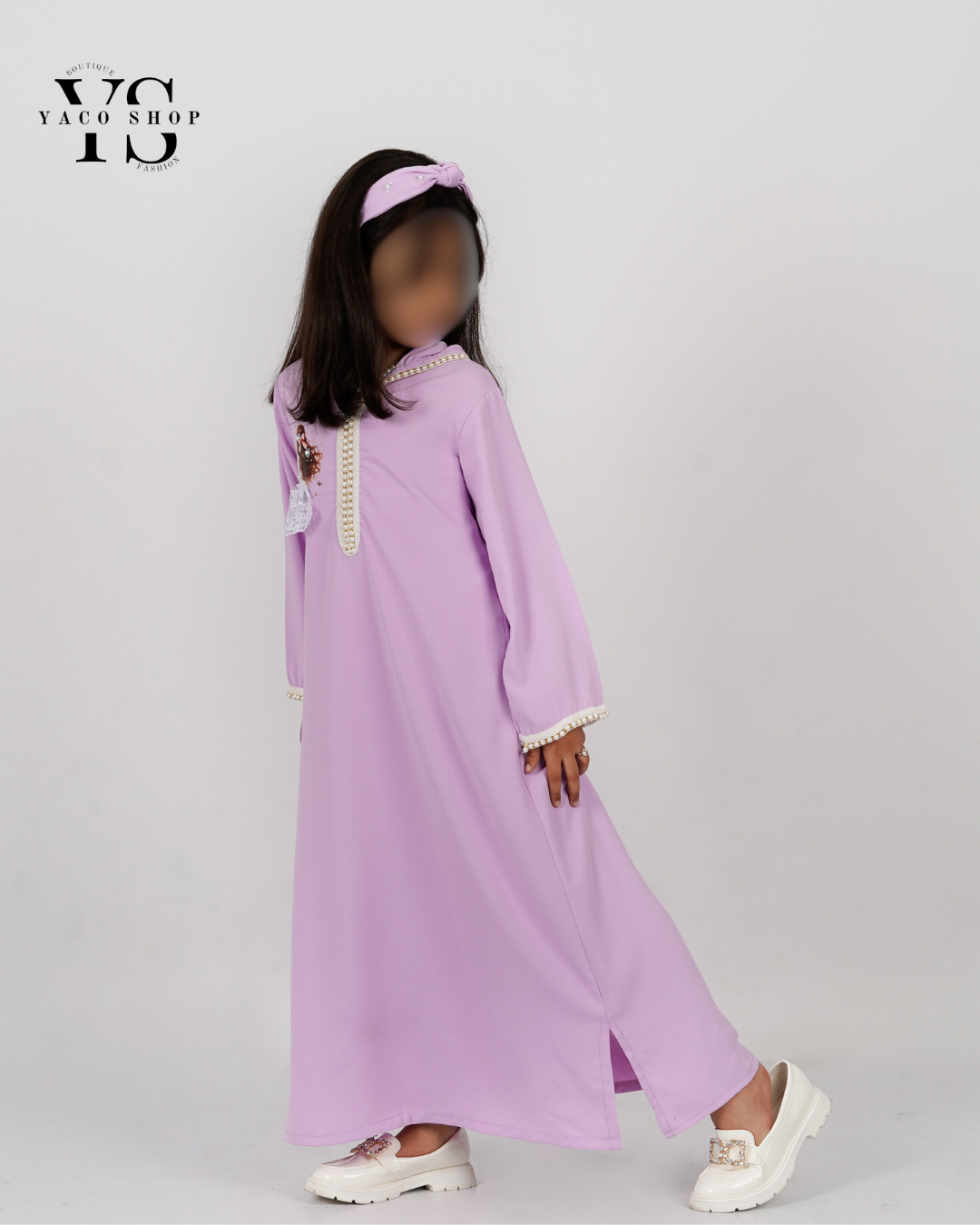 Jellaba ramadan violet claire + bandeau