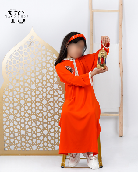 ⁠Jellaba ramadan orange + bandeau