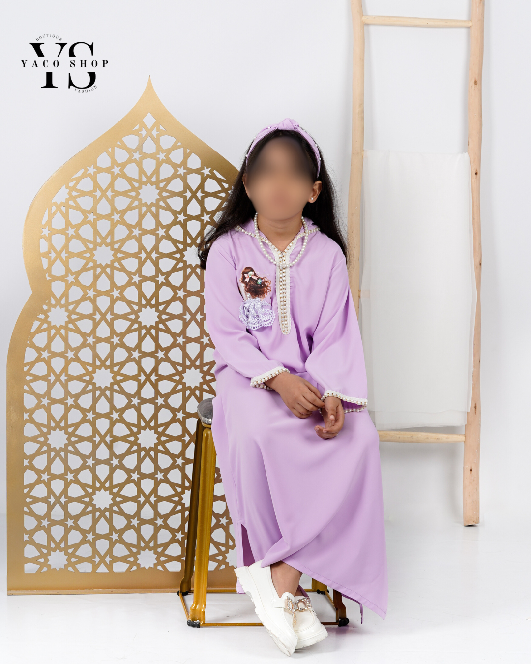 Jellaba ramadan violet claire + bandeau