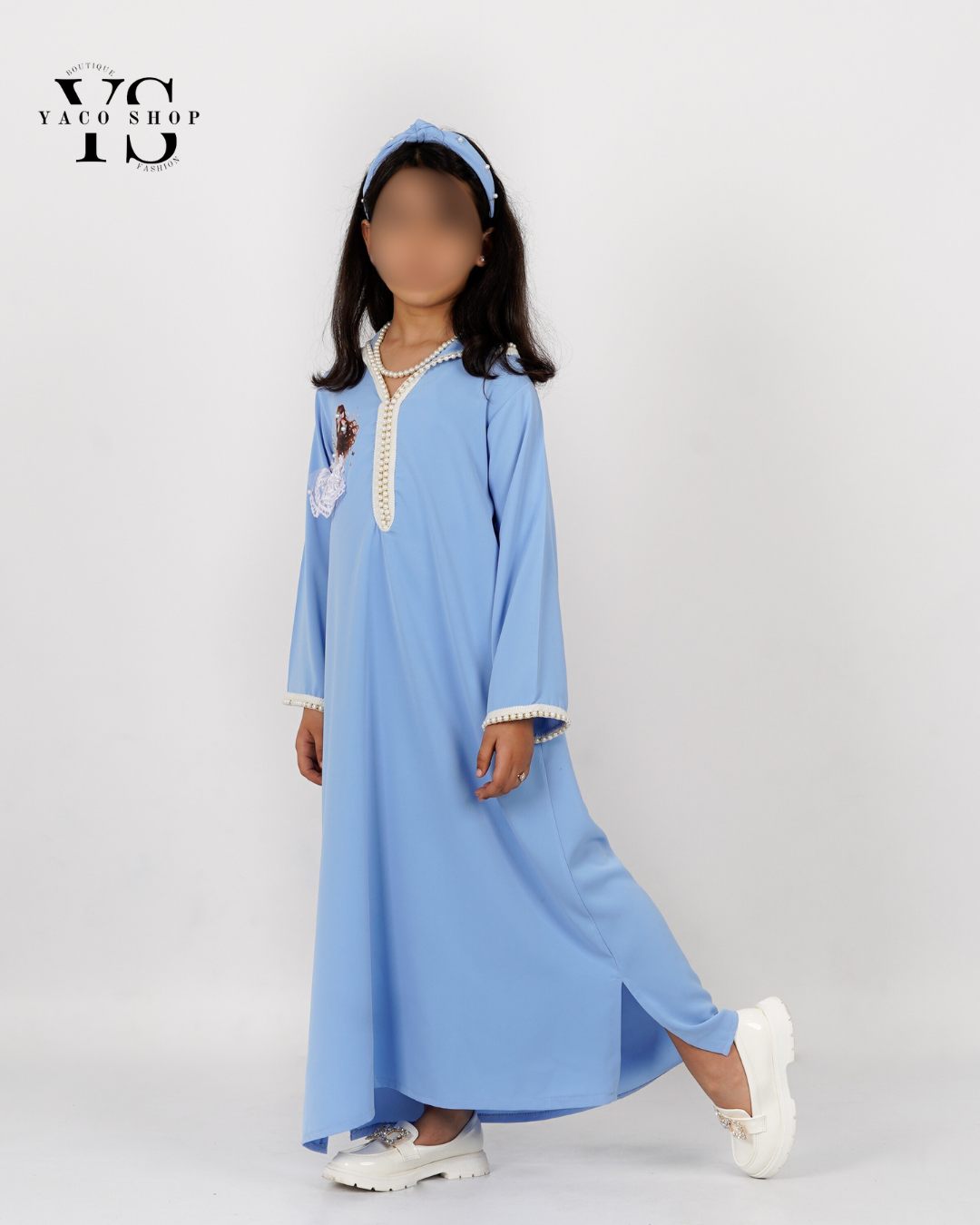 Jellaba ramadan bleu ciel + bandeau