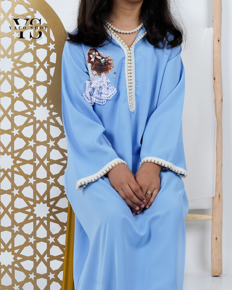 Jellaba ramadan bleu ciel + bandeau