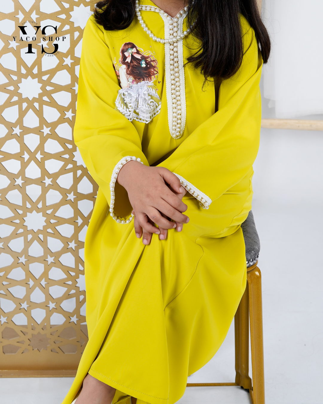 ⁠Jellaba ramadan vert pistache + bandeau