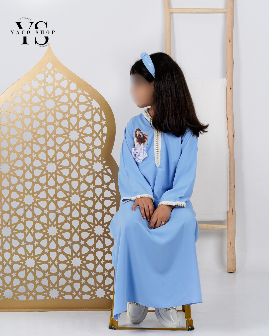 Jellaba ramadan bleu ciel + bandeau