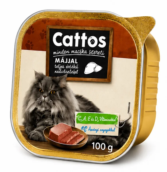 Cattos – Aliment humide complet pour chats 100 g (Poulet, Bœuf, Foie, Poisson)