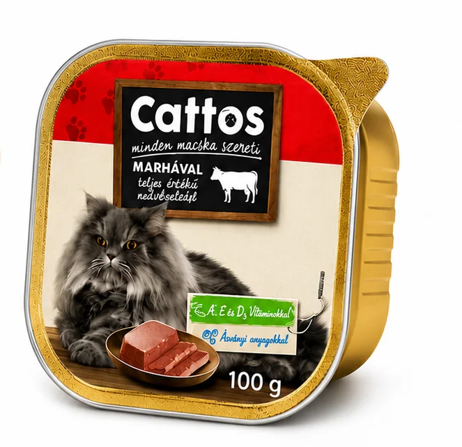 Cattos – Aliment humide complet pour chats 100 g (Poulet, Bœuf, Foie, Poisson)