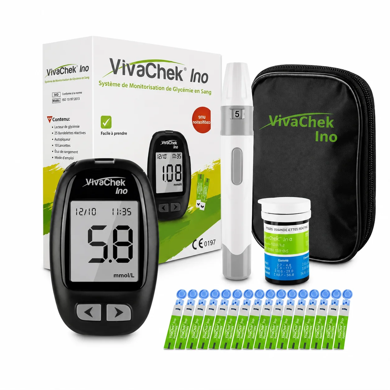 VivaChek Ino–جهاز قياس السكر مع 50 شريط اختبار