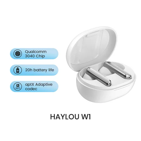 HAYLOU W1 Bluetooth 5.2 Earphones 35dB Dual Noise Cancellation Headphones Six-mic HD Call Power Display Waterproof Headsets