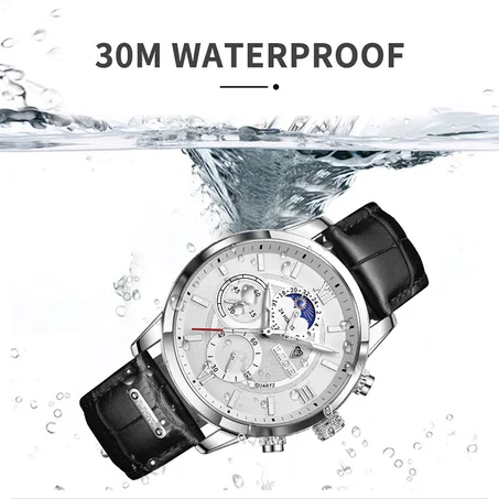 2023 LIGE Men Watches Brand Luxury Man Fashion Watch Leather Waterproof Chronograph Quartz Wristwatches Clock Relogio Masculino