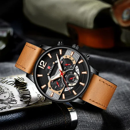 REWARD Men's Wristwatches Business Timepiece Waterproof Anti-glare Glass Quartz Watch Male Chronograph Wrist Watches for Men