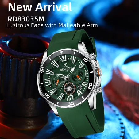 REWARD Men Watch Top Brand Luxury Chronograph Quartz Mens Watches Green Military Waterproof Wristwatch Relogio Masculino