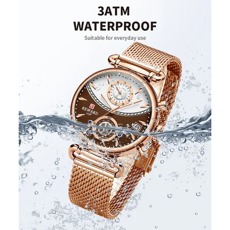 REWARD Women Watches Business Quartz Watch Ladies Fashion Rose Gold Female Clock Stainless Steel Waterproof Wristwatch Relogio