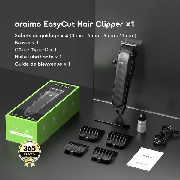 Oraimo EasyCut Tondeuse à cheveux super puissante et réglable