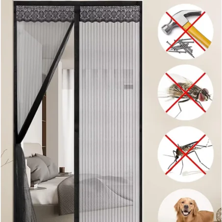 Rideau Moustiquaire Magnétique – Protection Anti-Insectes Sans Mains Libres