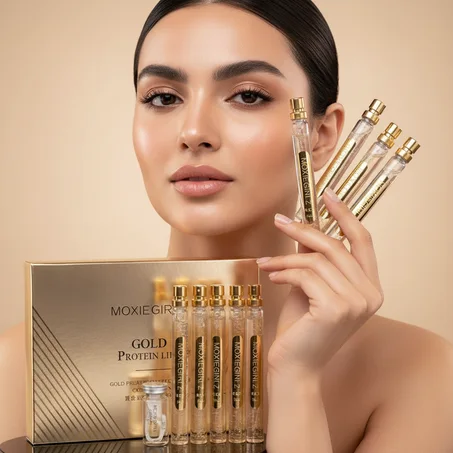 خيوط الكولاجين الذهبية مع سيروم البروتين – إشراقة ونعومة من أول استخدام