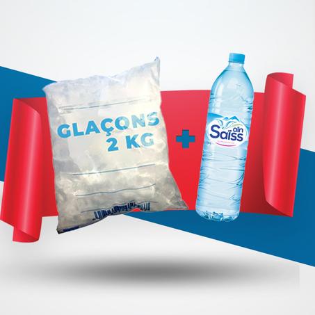 2kg Glaçons + 1,5 L eau Minérale