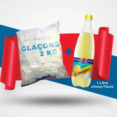 2 Kg Glaçons + 1L Schweppes