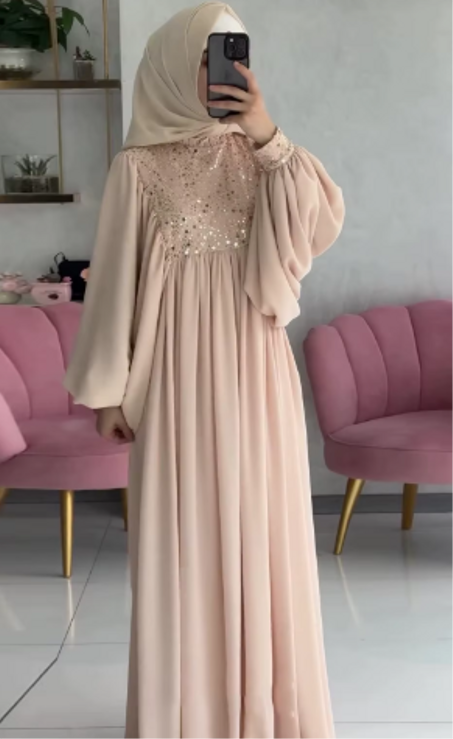 فستان نسائي عصري وأنيق، بتصميم إسلامي فاخر يناسب جميع المناسبات