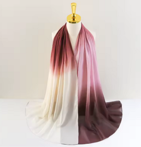 حجاب حريري من الموسيلين بألوان تدريجية (4 ألوان)