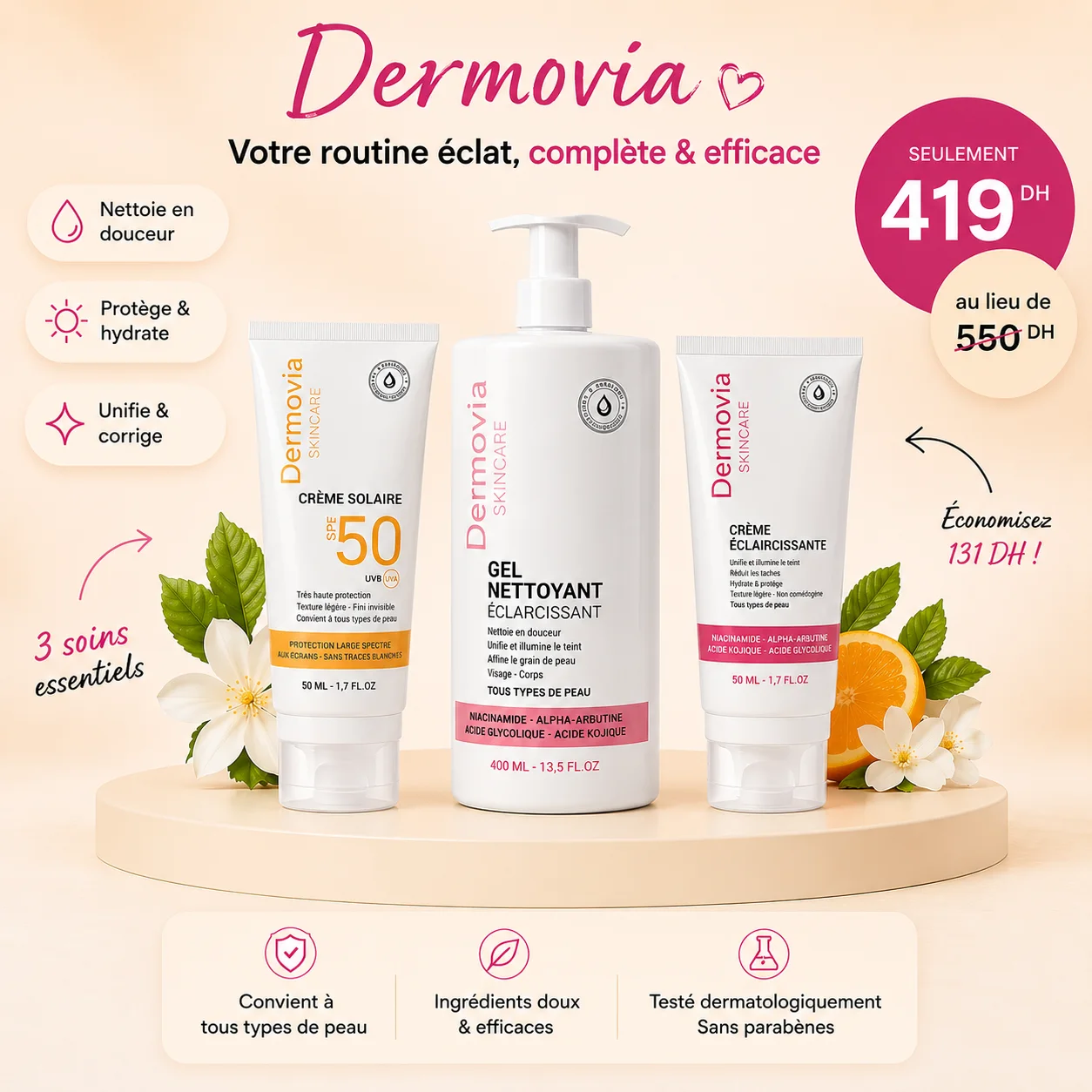 Pack Dermovia Éclat Complet – Votre routine parfaite au quotidien