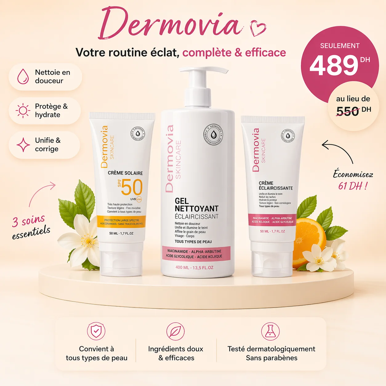 Pack Dermovia Éclat Complet – Votre routine parfaite au quotidien