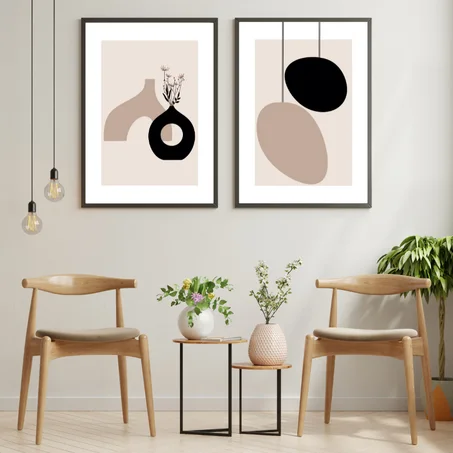 Abstract Black Beige Wall Art