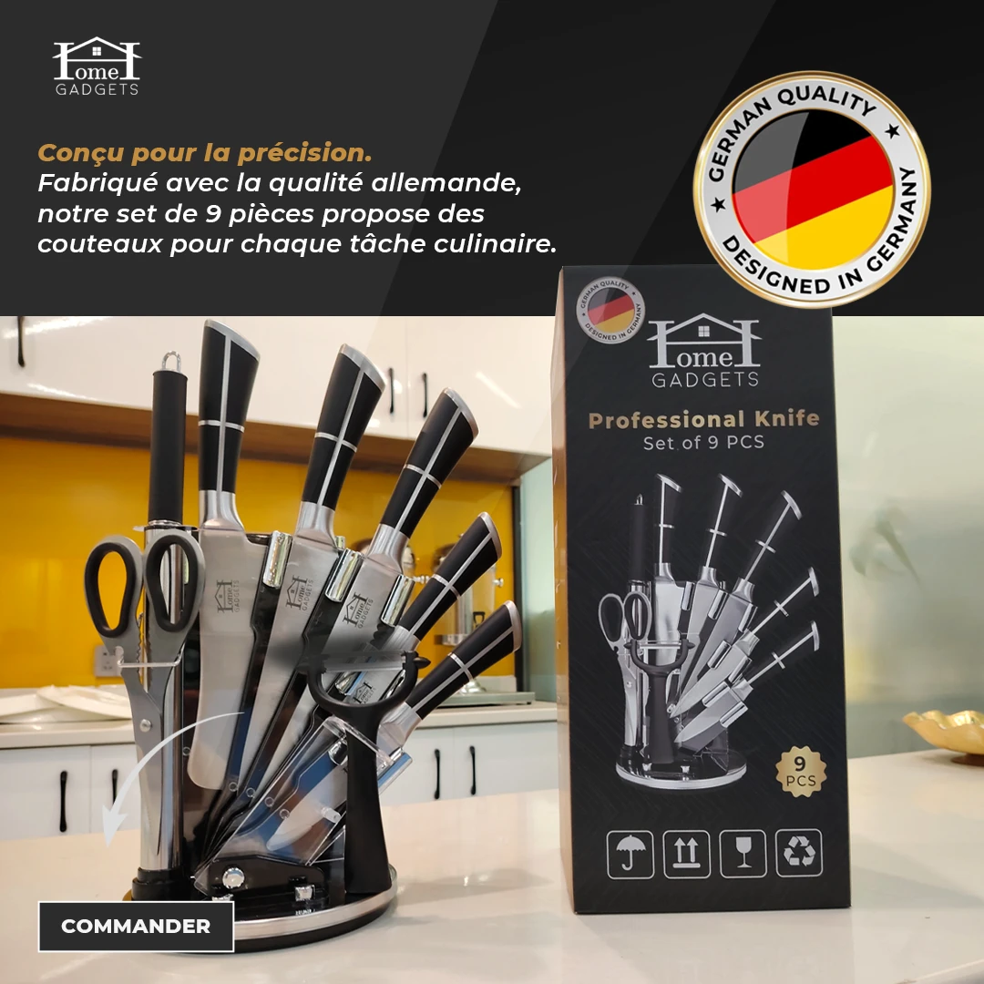 Ensemble de Couteaux Professionnels en Acier Inoxydable