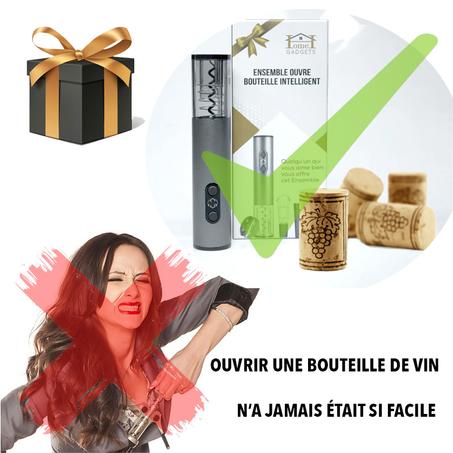 Ensemble de 4 PiÚces (Tire-bouchon électrique, Verseur de vin,Coupe-feuille,Bouchon à Vide)